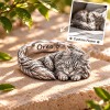 Custom 3D Embossed Sleeping Pet Ring Personalized 925 Sterling Silver Photo Maine Coon Ring Cat Memorial Gift