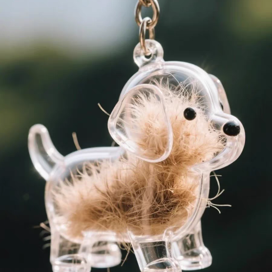 Pet Hair Keepsake Keychain Clear Dog Fur Memory Capsule Charm for Pet Lovers