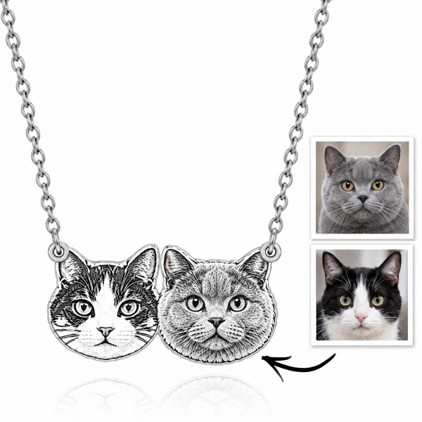 Personalized 925 Sterling Silver 3D Relief Pet Head Charm Necklace Custom  1 To 5 Pet Portrait Pendant Gifts For Pet Owners