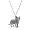 Exquisite S925 Sterling Silver 3D Pet Pendant Necklace, Highly Detailed Sculpted Dog & Cat Animal Charm Jewelry for Pet Owners - namenecklace