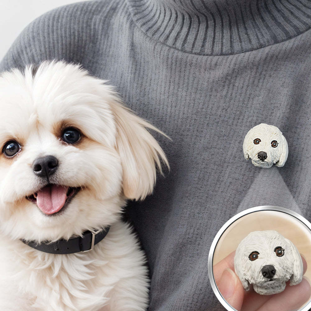 Custom Pet Brooch Handcrafted Personalized Clay Brooch for Pet Lovers - PetGiftsCustom