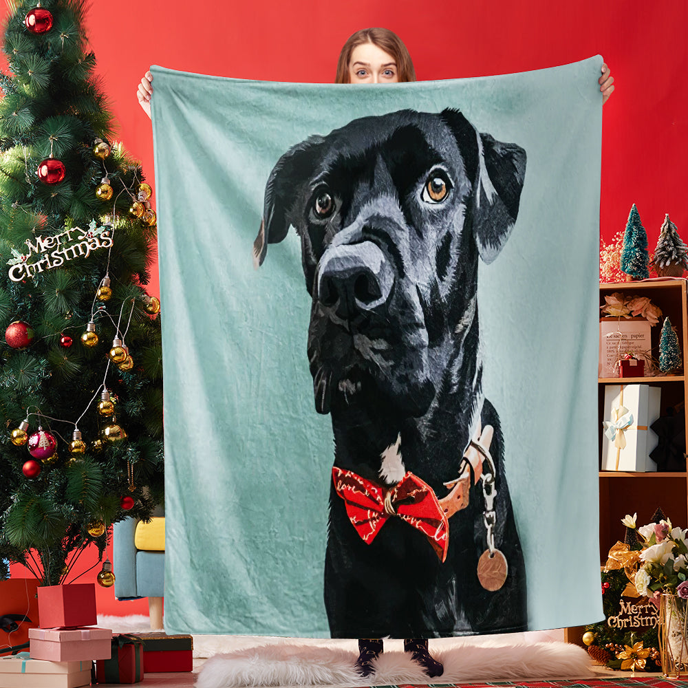 Black Friday Custom Dog Blankets Personalized Dog Fleece Blankets Blanket with Pets Face for Christmas