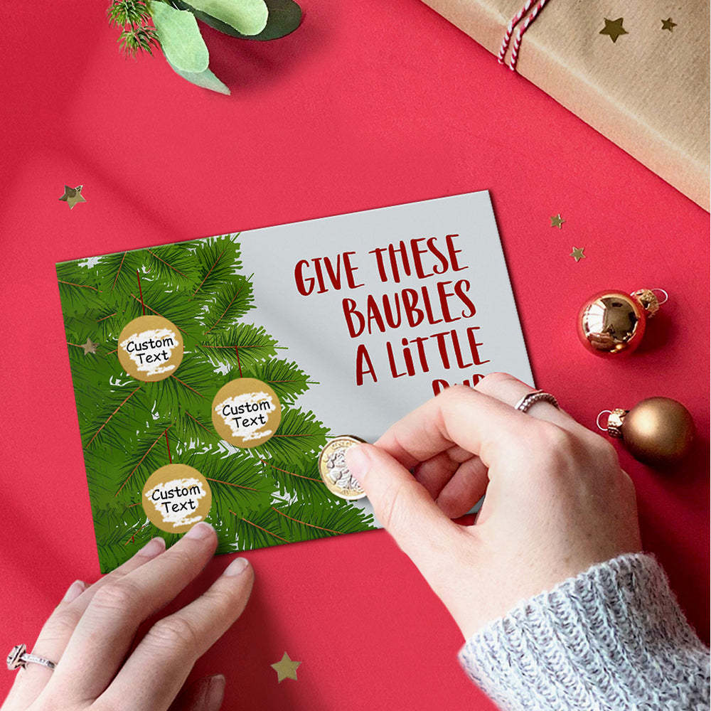 Custom Christmas Scratch Card Personalized Christmas Tree Bells Surprise Scratch off Cards - PetGiftsCustom