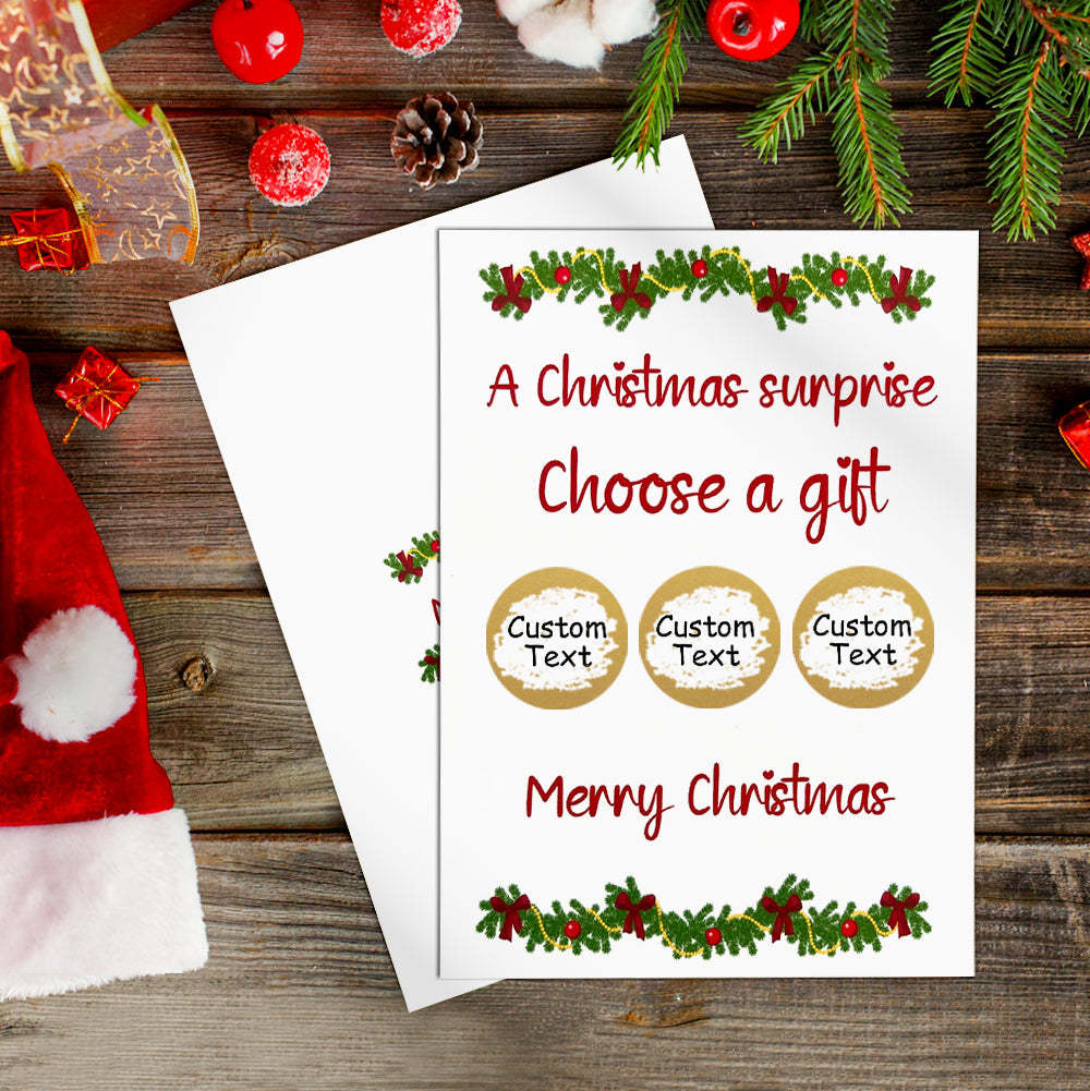 Custom Christmas Scratch Card Personalized Christmas Wreath Surprise Scratch off Cards - PetGiftsCustom