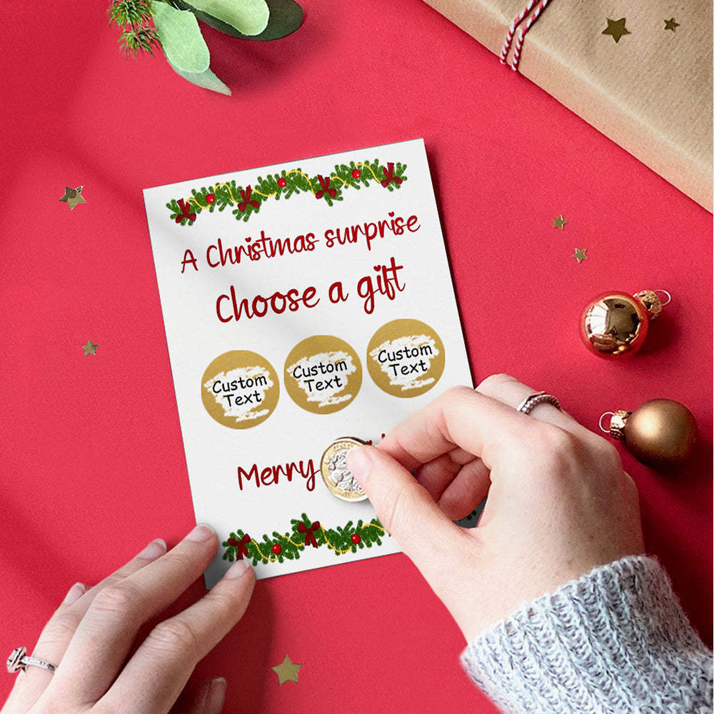 Custom Christmas Scratch Card Personalized Christmas Wreath Surprise Scratch off Cards - PetGiftsCustom