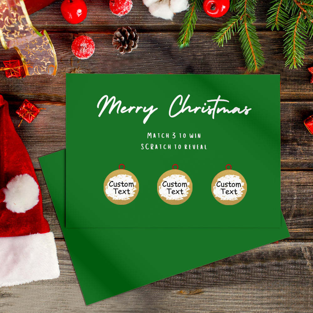 Custom Christmas Scratch Card Personalized Green Surprise Scratch off Cards - PetGiftsCustom