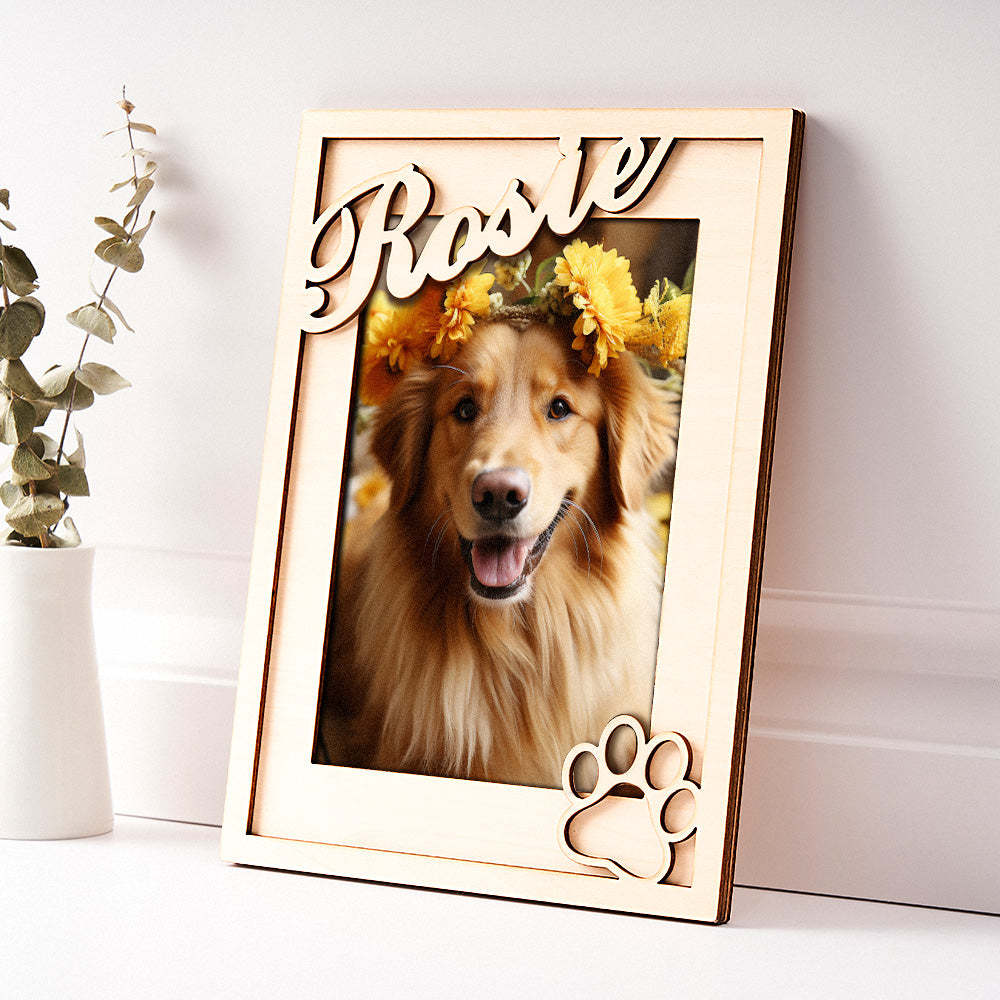 Custom Pet Photo Frame with Personalized Name Wooden Plaque - PetGiftsCustom
