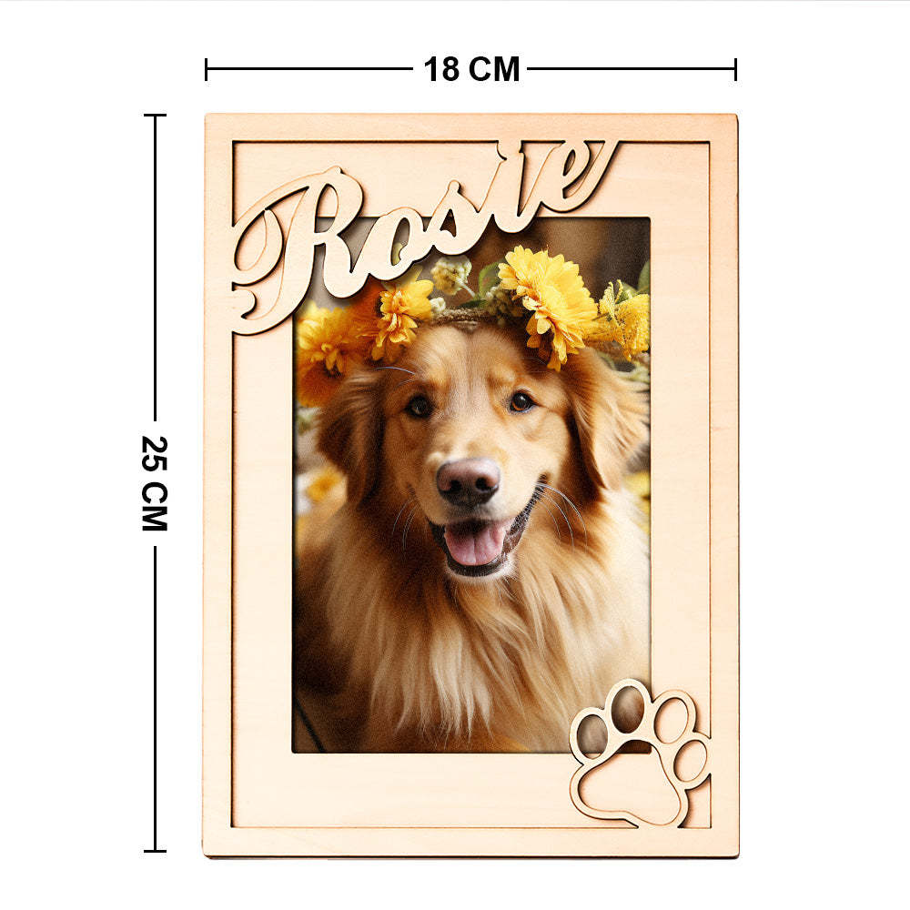 Custom Pet Photo Frame with Personalized Name Wooden Plaque - PetGiftsCustom