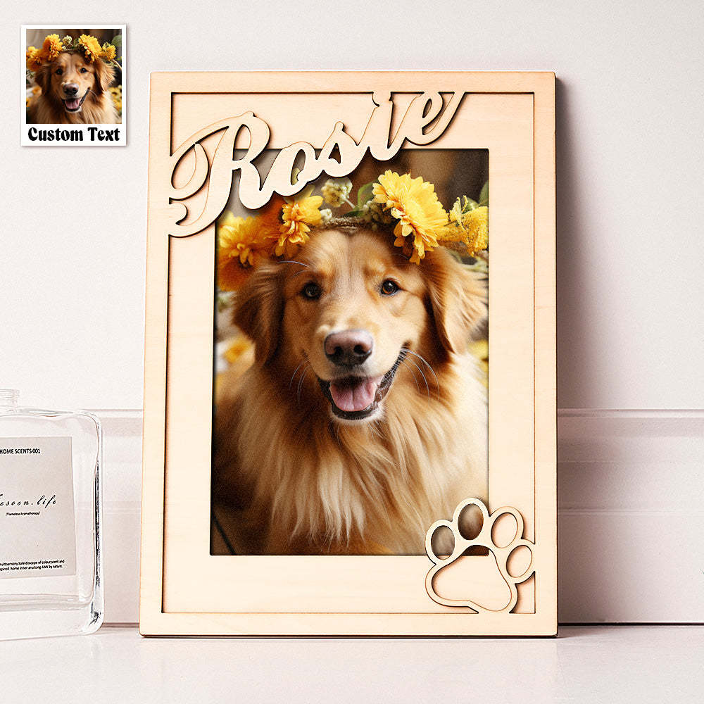 Custom Pet Photo Frame with Personalized Name Wooden Plaque - PetGiftsCustom