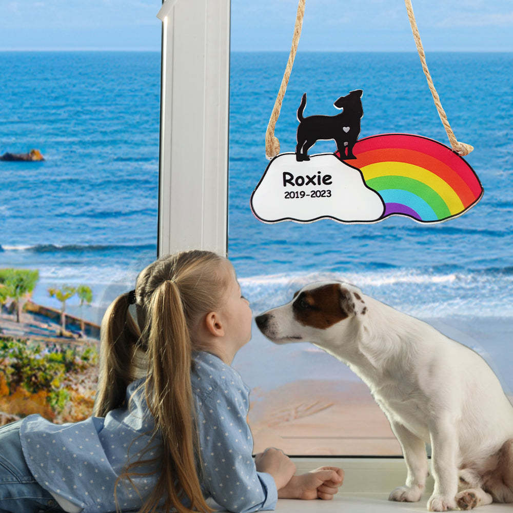 Personalized Pet Rainbow Bridge Custom Dog Rainbow Ornament Memorial Gifts for Loss of Dogs - PetGiftsCustom