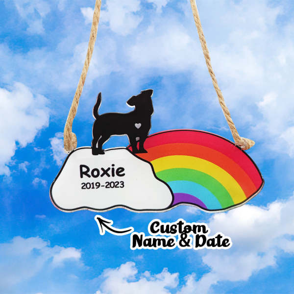 Personalized Pet Rainbow Bridge Custom Dog Rainbow Ornament Memorial Gifts for Loss of Dogs - PetGiftsCustom