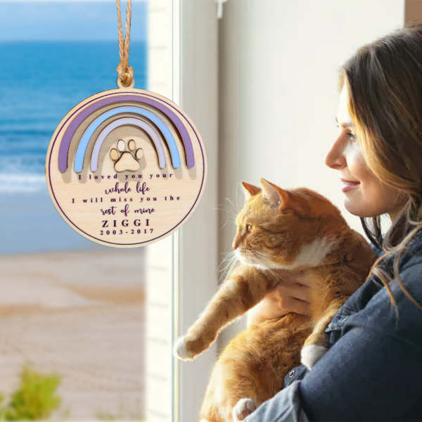 Personalized Rainbow Bridge Pet Memorial Ornament Sympathy Gifts for Pet Lovers - PetGiftsCustom