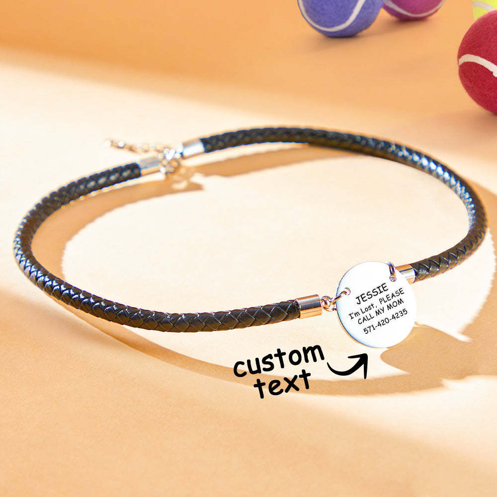 Personalized Collar Engraved Metal Pendant Leather Pet Collar Lovely Pet Gift for Pet Lovers - PetGiftsCustom