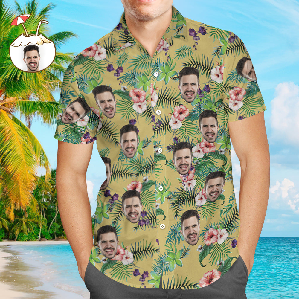 Custom Hawaiian Shirt with Dog Face Custom Tropical Shirt Personalized Hawaiian Shirt