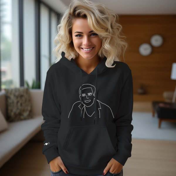 Custom Photo Embroidered Pocket Hoodie Text On Sleeve Colorful Couple Sweatshirt