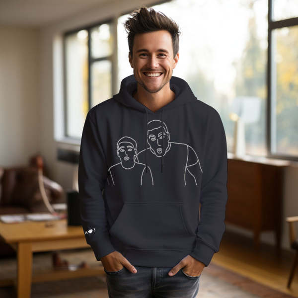Custom Photo Embroidered Pocket Hoodie Text On Sleeve Colorful Couple Sweatshirt