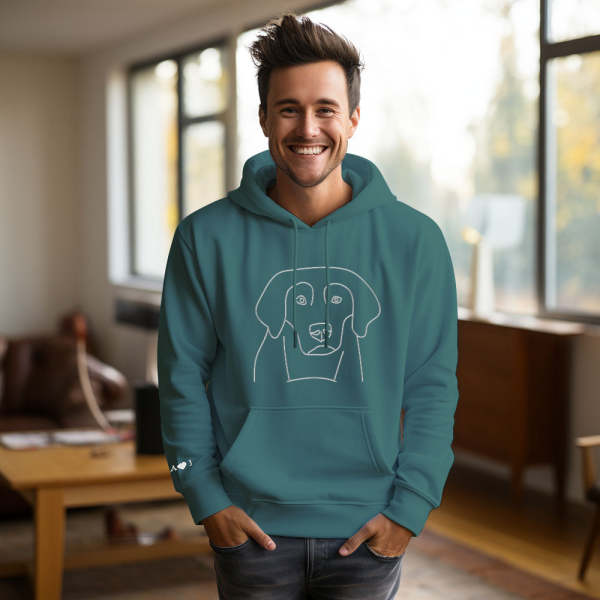 Custom Photo Embroidered Pocket Hoodie Text On Sleeve Colorful Couple Sweatshirt