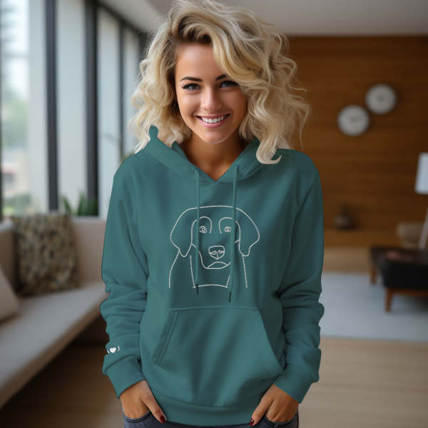 Custom Photo Embroidered Pocket Hoodie Text On Sleeve Colorful Couple Sweatshirt