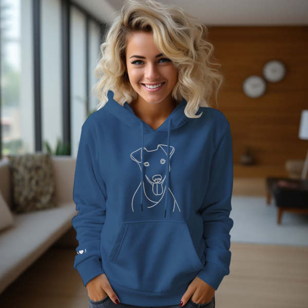 Custom Photo Embroidered Pocket Hoodie Text On Sleeve Colorful Couple Sweatshirt