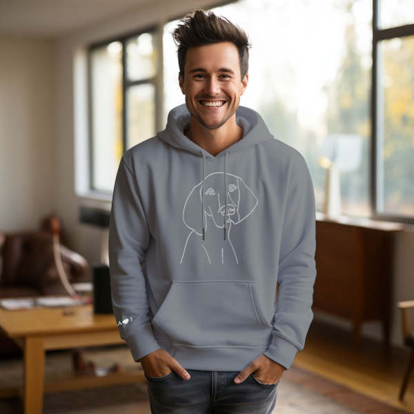 Custom Photo Embroidered Pocket Hoodie Text On Sleeve Colorful Couple Sweatshirt