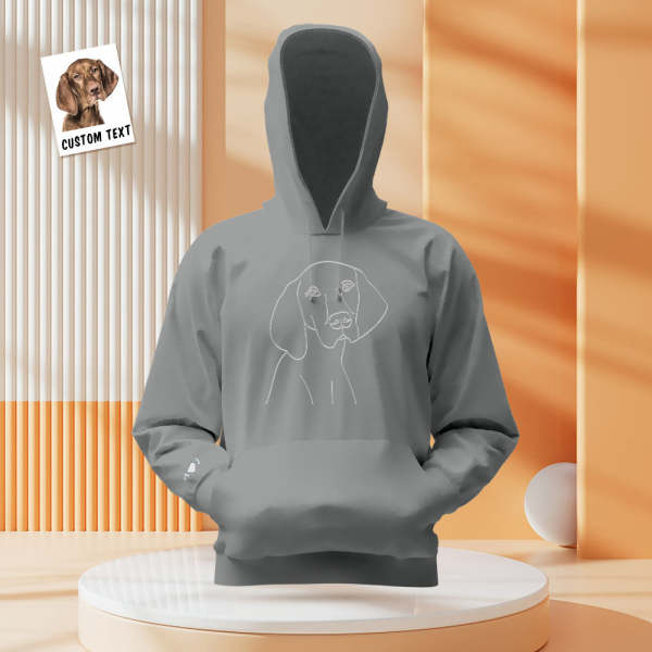 Custom Photo Embroidered Pocket Hoodie Text On Sleeve Colorful Couple Sweatshirt