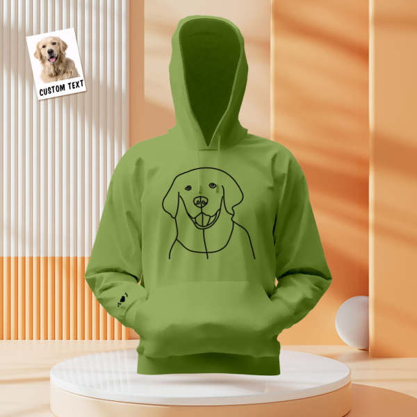 Custom Photo Embroidered Pocket Hoodie Text On Sleeve Colorful Couple Sweatshirt