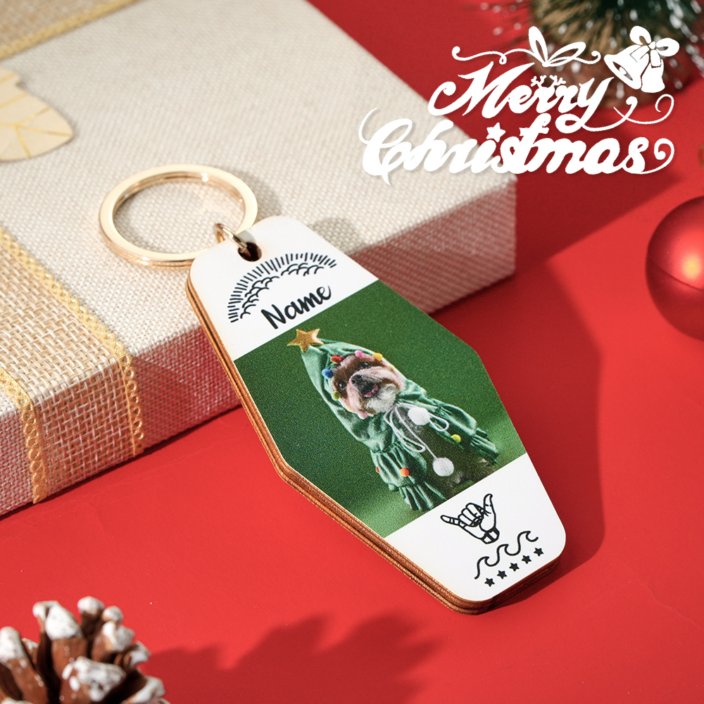 Custom Christmas Tag Keychain Personalized Name Gift Personalized Name Key Ring - CustomPetGifts
