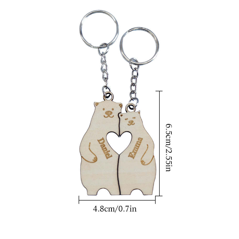 Personalized Couple Matching Keychain Custom Matching Bears Keychain Valentine's Day Gifts for Lover - PetGiftsCustom
