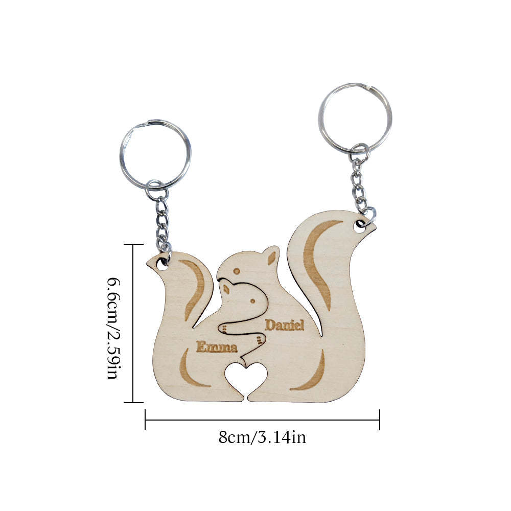 Personalized Couple Matching Keychain Custom Matching Squirrels Keychain Valentine's Day Gifts for Lover - PetGiftsCustom