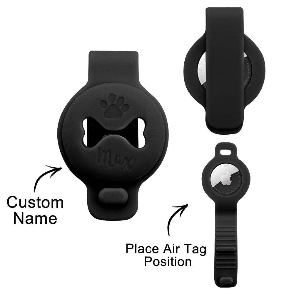 Custom Name Dog Air Tag Holder Silica Gel Collar Accessories - PetGiftsCustom
