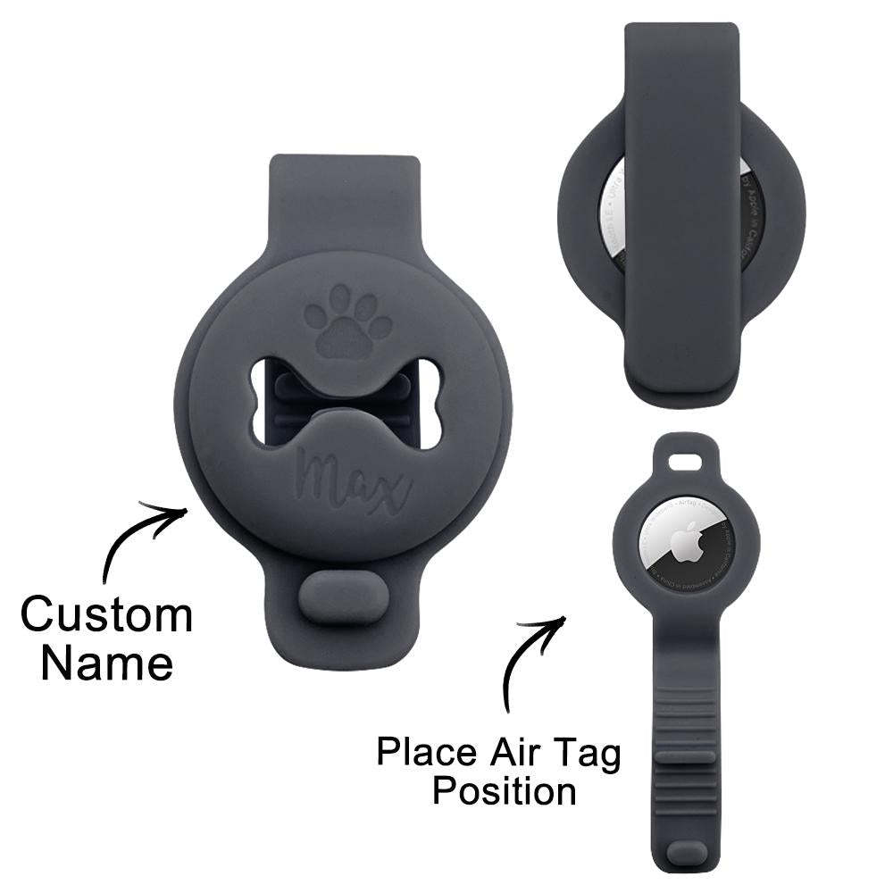 Custom Name Dog Air Tag Holder Silica Gel Collar Accessories - PetGiftsCustom