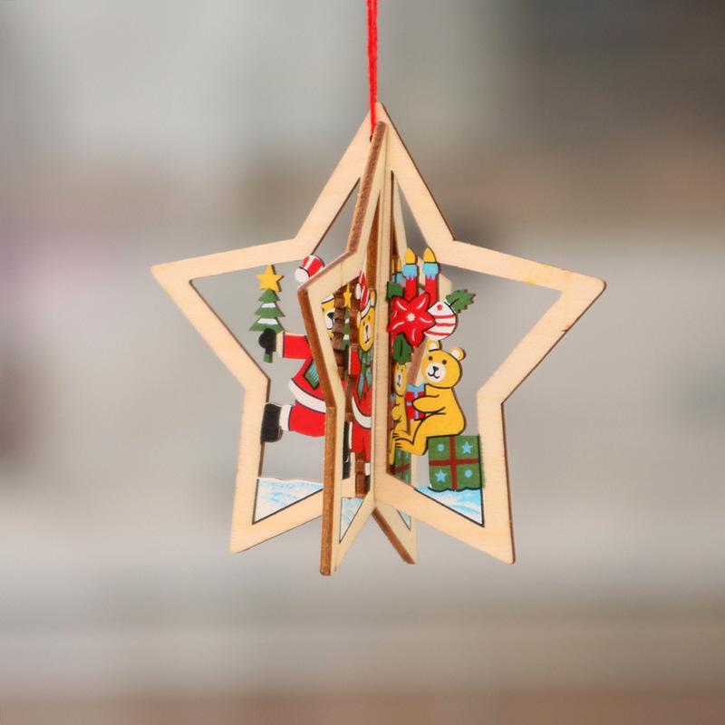 Christmas Gifts Christmas Decorations Wooden Christmas Laser Hollow Christmas Tree Pendant