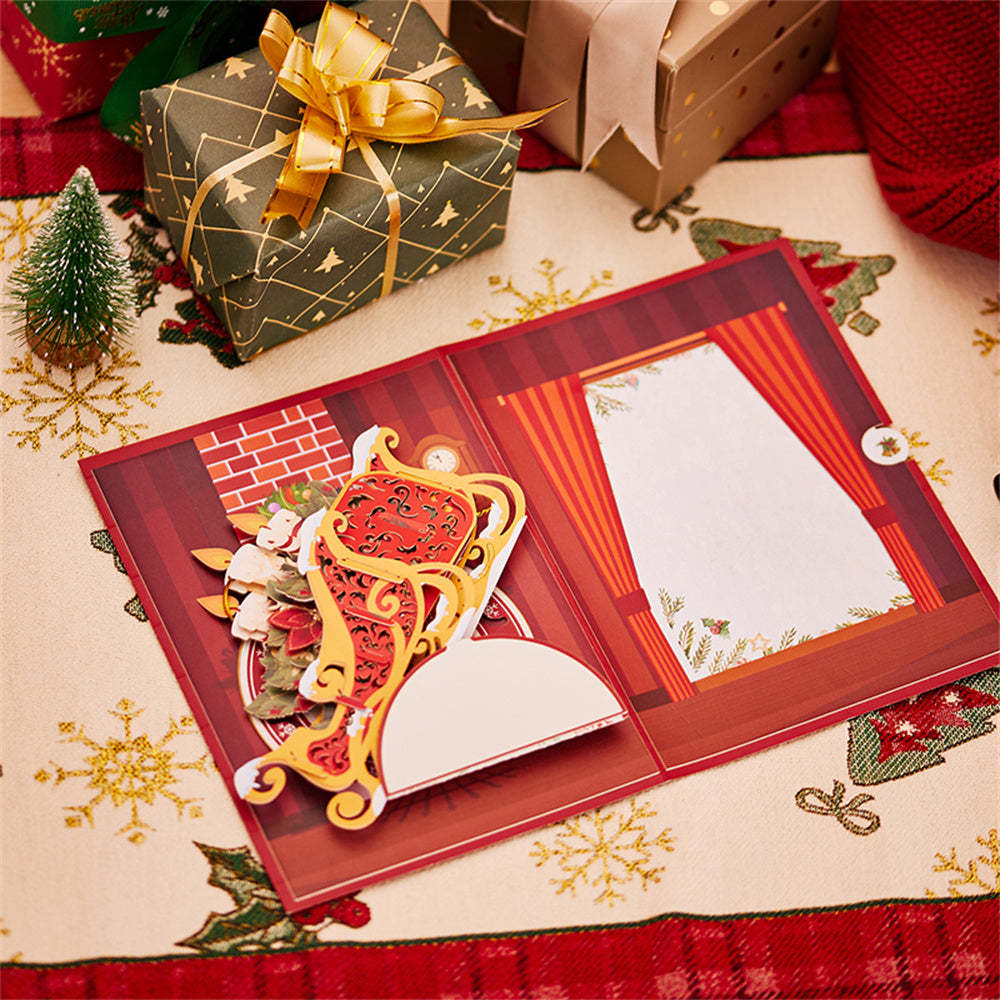 Christmas Sleigh Ornament Christmas 3D Pop Up Greeting Card - PetGiftsCustom
