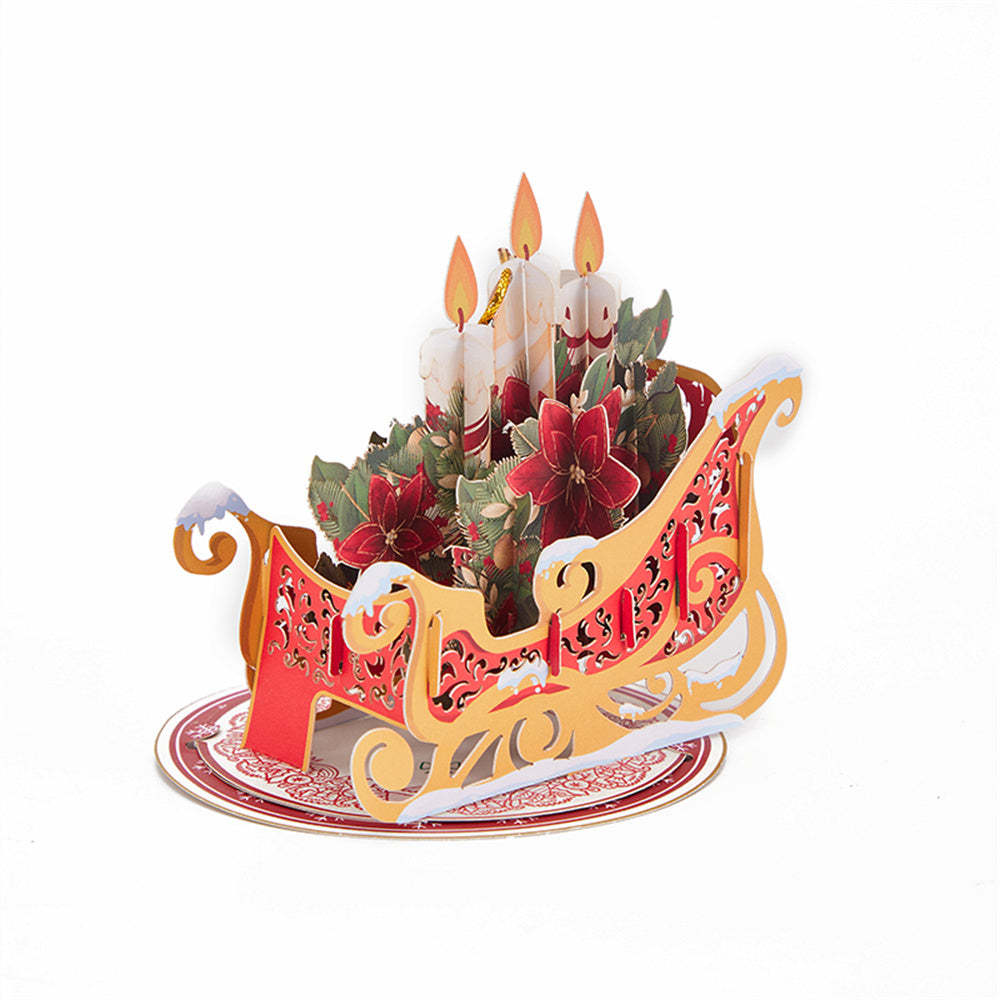 Christmas Sleigh Ornament Christmas 3D Pop Up Greeting Card - PetGiftsCustom