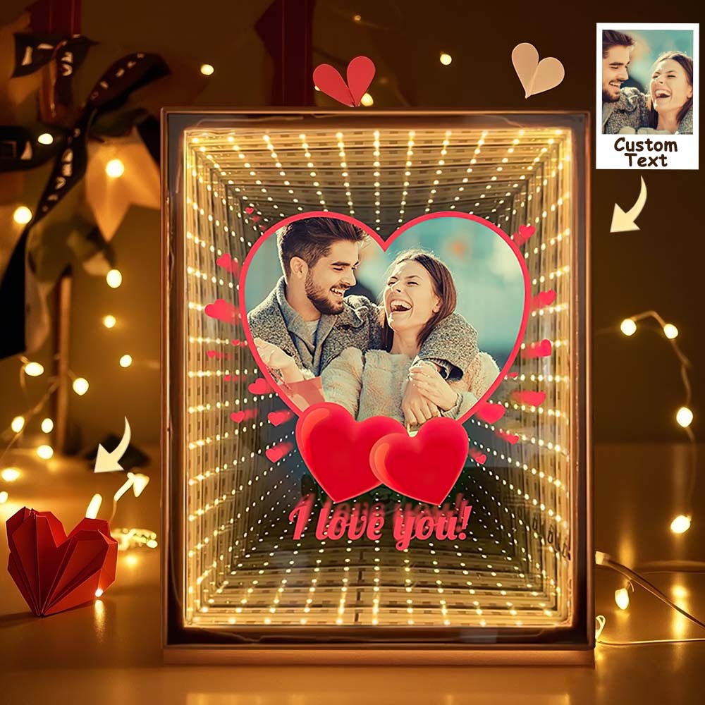 Custom Couple Photo Love Corridor Mirror Lamp Birthday Gifts for Lover