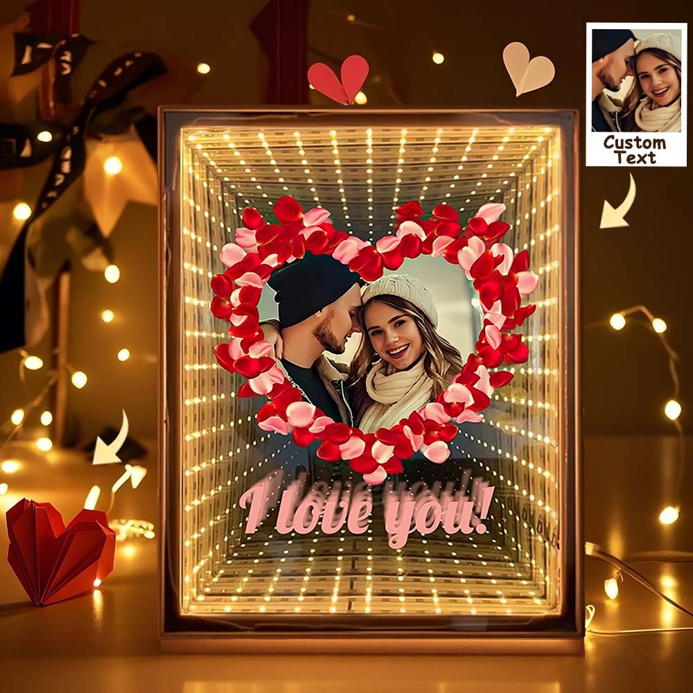 Custom Couple Photo Love Corridor Mirror Lamp Birthday Gifts for Lover