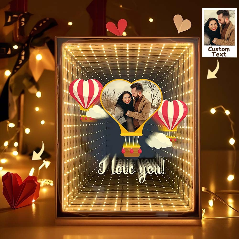 Custom Couple Photo Love Corridor Mirror Lamp Birthday Gifts for Lover