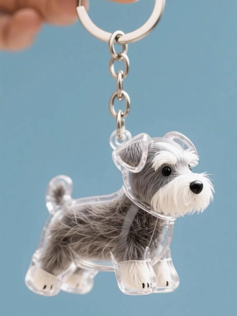Pet Hair Keepsake Keychain Clear Dog Fur Memory Capsule Charm for Pet Lovers