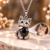 Personalized Pet Photo Projection Pendant – Custom Picture 925 Sterling Silver 3D Carved 925 Sterling Silver Pet Hugging Projection Stone