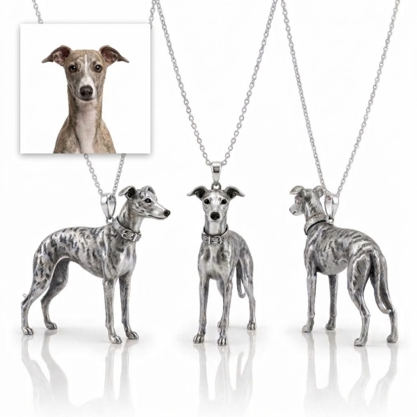 Personalized S925 Sterling Silver 3D Pet Pendant Necklace, Custom Photo to 3D Sculpted Dog & Cat Jewelry, Golden Retriever Memorial Gift for Pet Mom - namenecklace