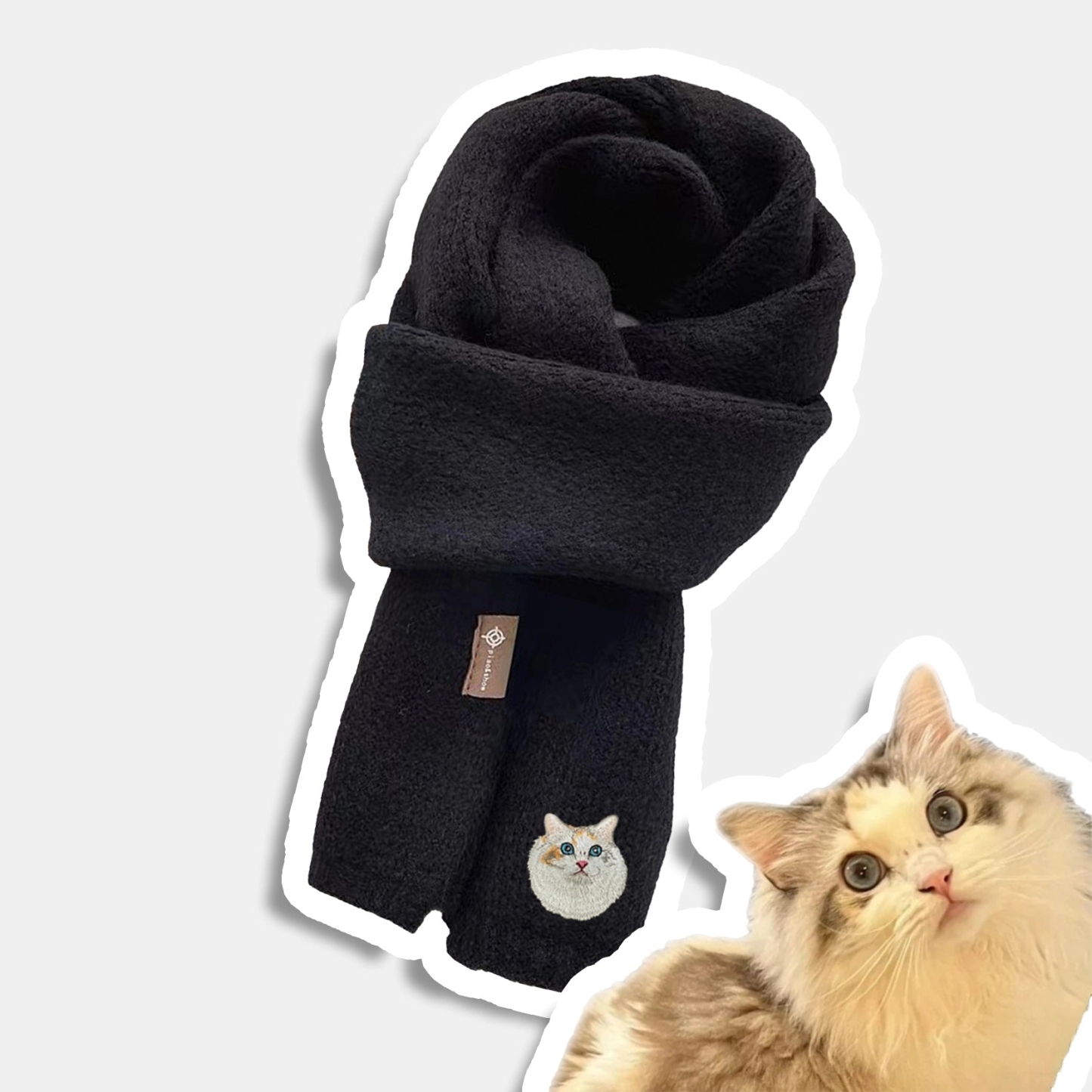 カスタム刺繍ペットの肖像画織スカーフ