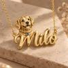 Personalized Pet Name Necklace Custom 3D Pet Photo Necklace in Sculptural 925 Sterling Silver with Blue Gemstone Accent Sentimental Jewelry Gift for Pet Lovers - namenecklace