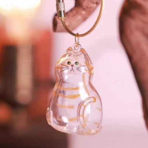 Transparent Cat Hair Keepsake Keychain Memorial Storage Box for Pet Fur Sentimental Gift for Cat Lovers