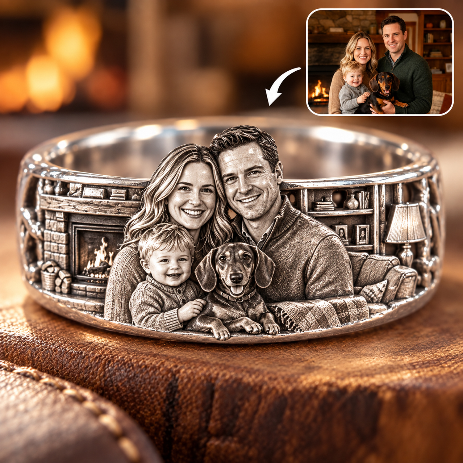 Personalized S925 Sterling Silver 3D Sculpted Dachshund Ring Custom Photo Pet Relief Ring Unique Pet Memorial Jewelry Gift for Dog Mom
