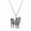 Exquisite S925 Sterling Silver 3D Pet Pendant Necklace, Highly Detailed Sculpted Dog & Cat Animal Charm Jewelry for Pet Owners - namenecklace