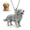 Exquisite S925 Sterling Silver 3D Pet Pendant Necklace, Highly Detailed Sculpted Dog & Cat Animal Charm Jewelry for Pet Owners