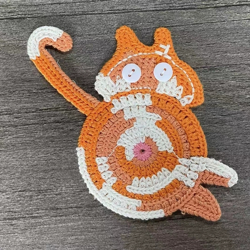 Funny Cat Butt Coasters Handmade Knitted Drink Coasters for Home Table Decor Cute Crochet Cat Bum Mats