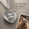 Personalized 925 Sterling Silver 3D Relief Heart Pet Head Portrait Pendant Custom Photo Charm Necklace Gift For Dog Moms