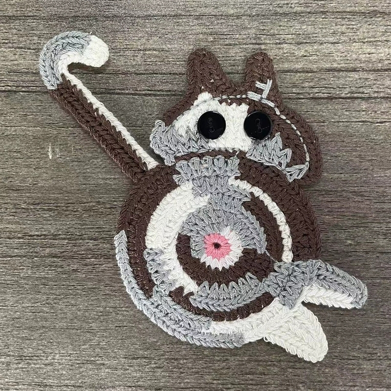 Funny Cat Butt Coasters Handmade Knitted Drink Coasters for Home Table Decor Cute Crochet Cat Bum Mats