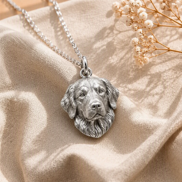 Custom 925 Sterling Silver 3D Pet Photo Portrait Pendant Sculpted Dog Cat Head Charm Memorial Gift For Her